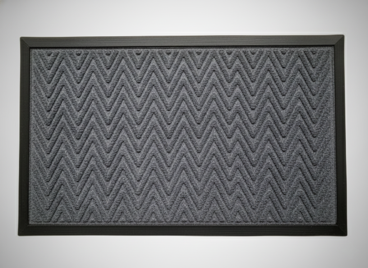 Gray Colour Zig Zag Quick Dry Anti Slip Soft Bath Mat