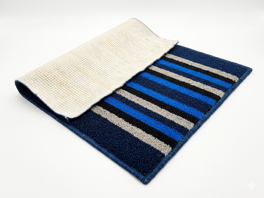 Blue Black White Striped Anti Skid Soft Thin Mat