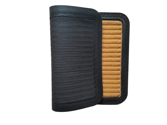 STRIPED ANTI SLIP BEIGE BATH MAT
