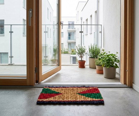Diamond Design Hand-Woven Multi Colour Coir Floor Mat