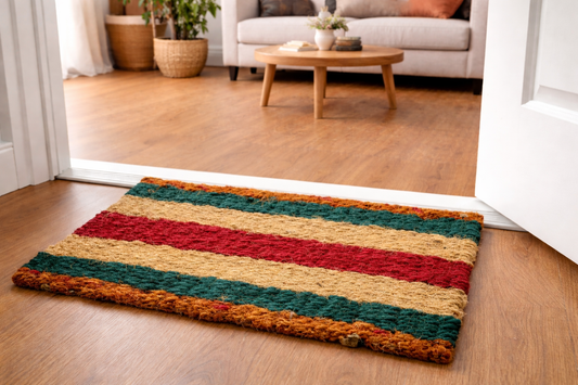 Striped Hand-Woven Multi Colour Coir Floor Mat