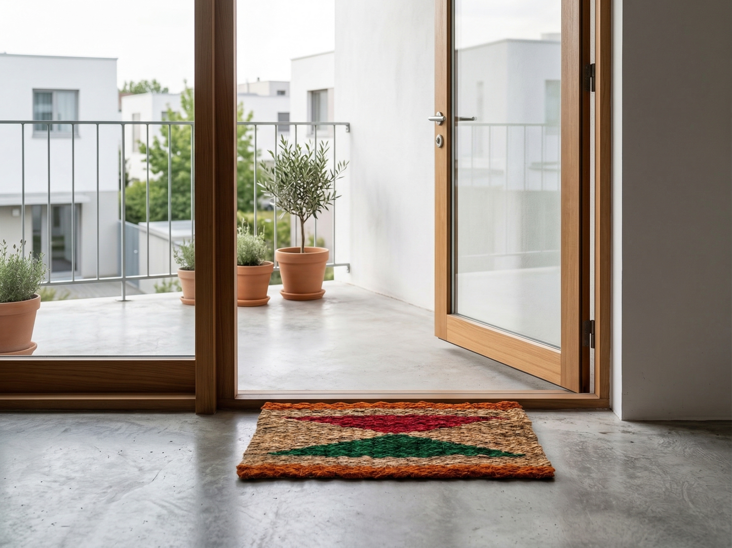 Diamond Design Hand-Woven Multi Colour Coir Floor Mat