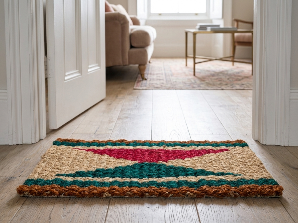 Diamond Design Hand-Woven Multi Colour Coir Floor Mat