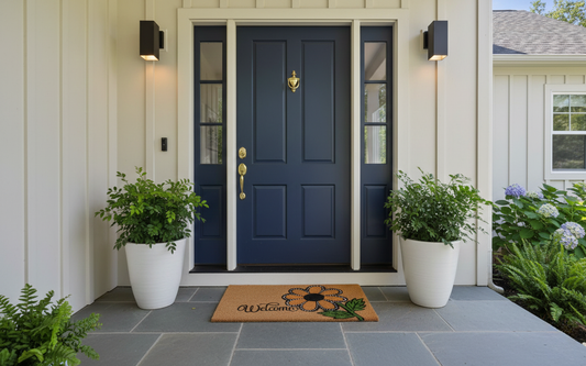Sun Flower Printed Coir Door Mat With Anti Slip Backing