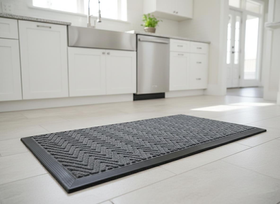 Gray Colour Zig Zag Quick Dry Anti Slip Soft Bath Mat