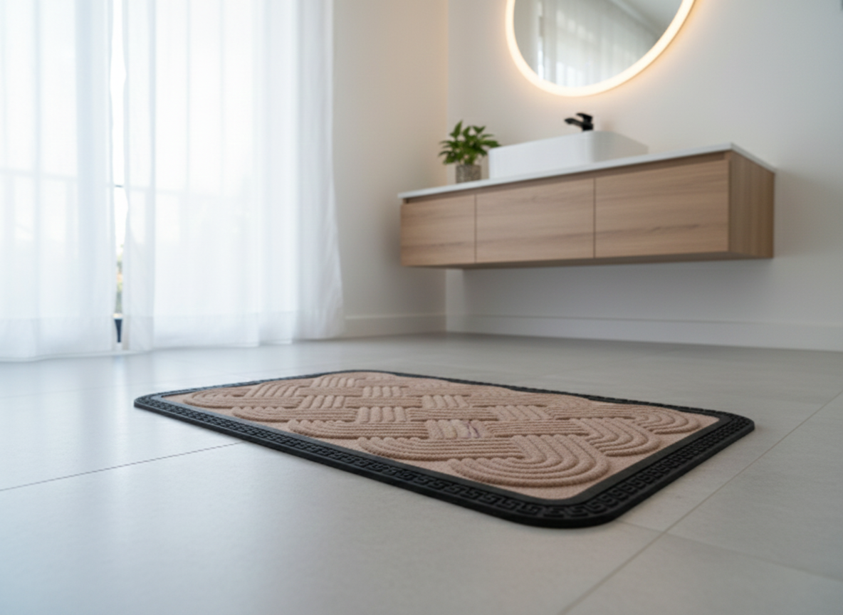 Light Beige Lovers Knot Anti Slip Bath Mat