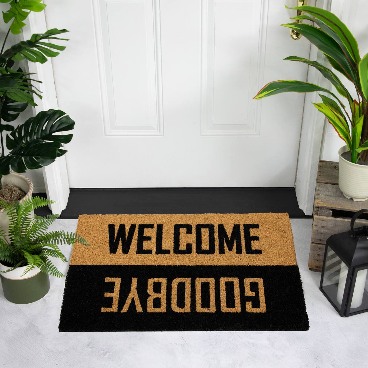 Welcome And Goodbye Printed Coir Doormat With Anti Slip Backing