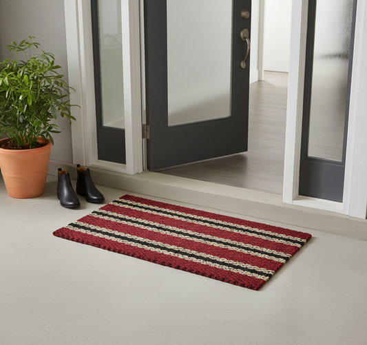 Striped Loom-Woven Multi Colour Coir Mat