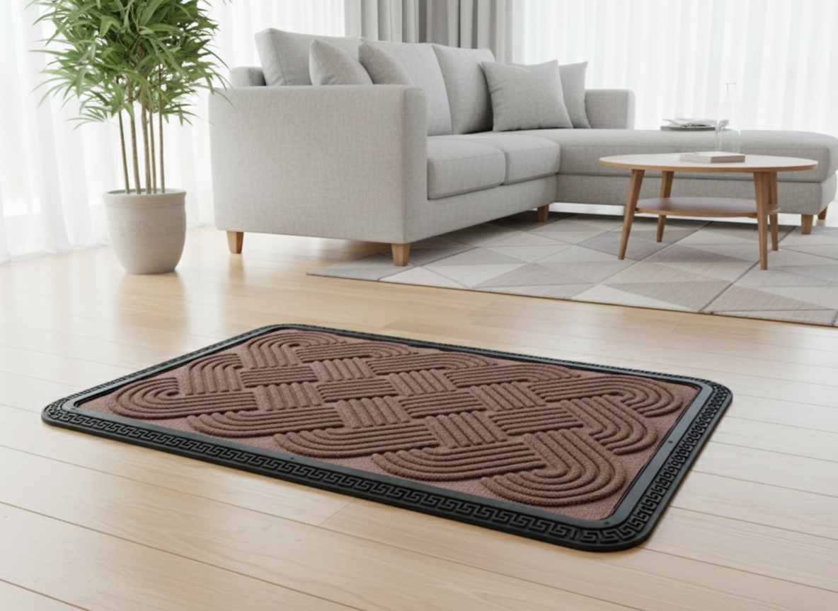Brown Colour Lovers Knot Anti Slip Bath Mat