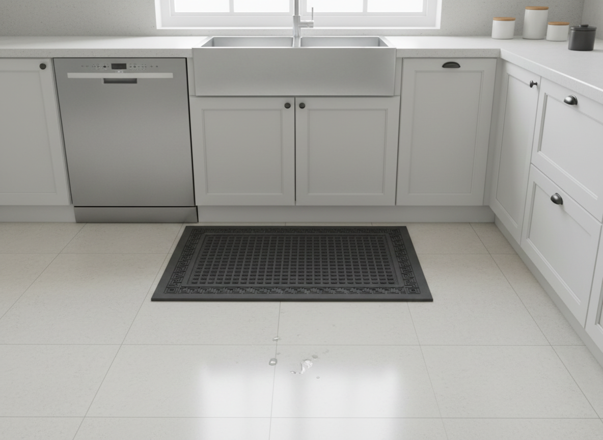 Gray Colour Square Dots Quick Dry Anti Slip Soft Bath Mat
