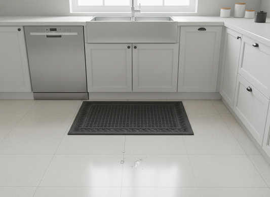 Gray Colour Square Dots Quick Dry Anti Slip Soft Bath Mat
