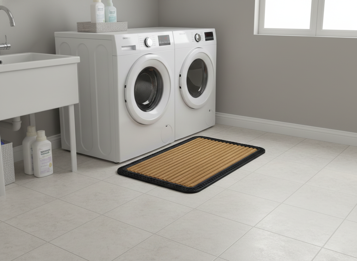 Biege Striped Anti Slip Bath Mat