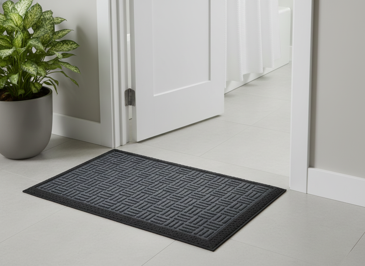 Grey Ribs Design Anti Slip Bath Mat