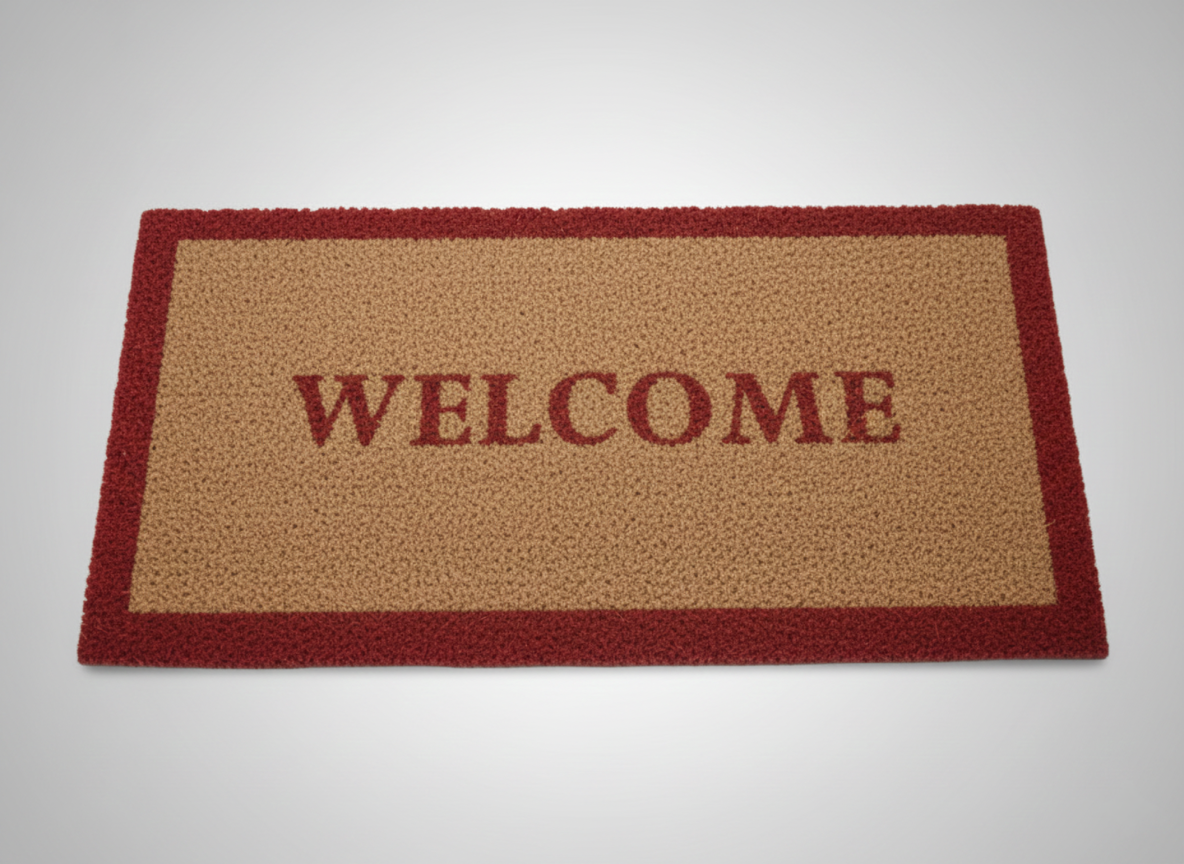 Red Colour Welcome Printed Coir Door Mat With Anti Slip Backing