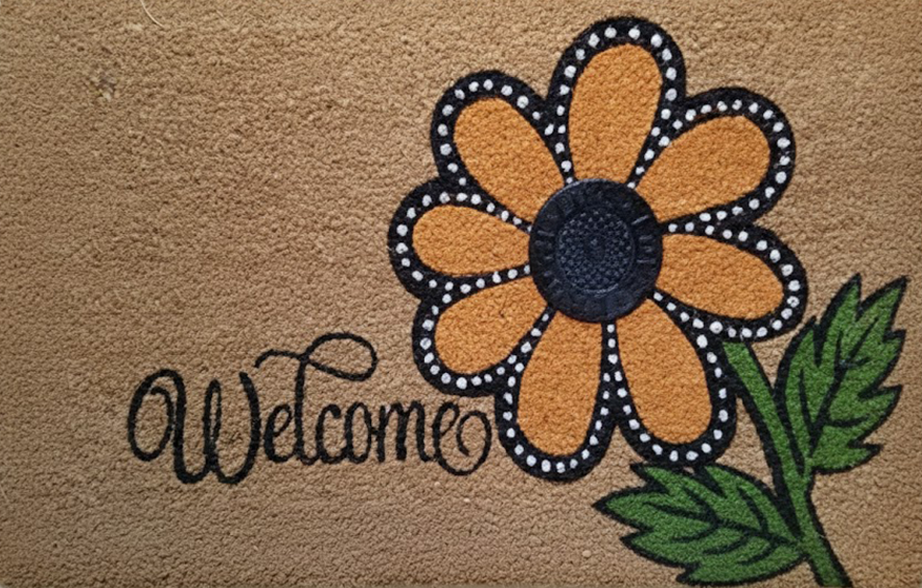 Sun Flower Printed Coir Door Mat With Anti Slip Backing