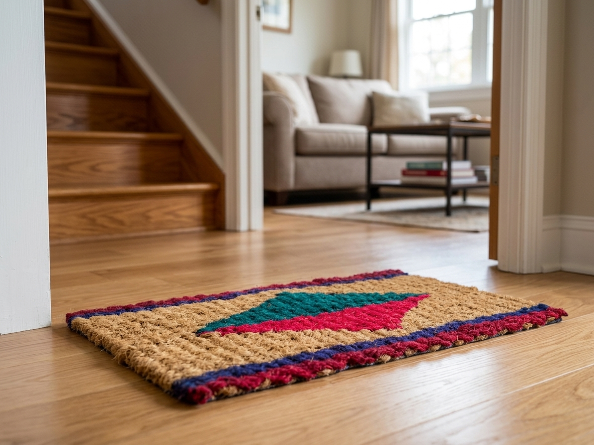 Diamond Design Hand-Woven Multi Colour Coir Floor Mat
