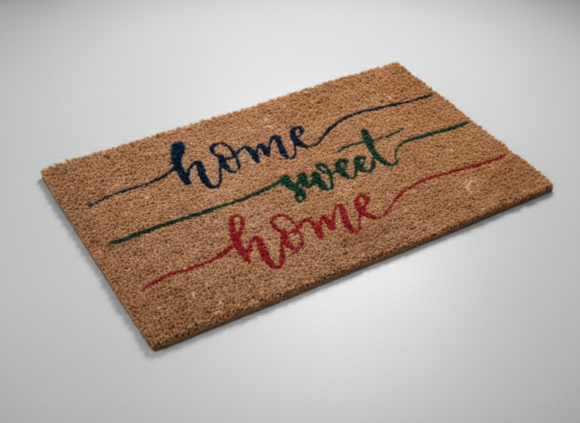 Home Sweet Home Printed 2 cm Thick Handloom Coir Fiber Mat
