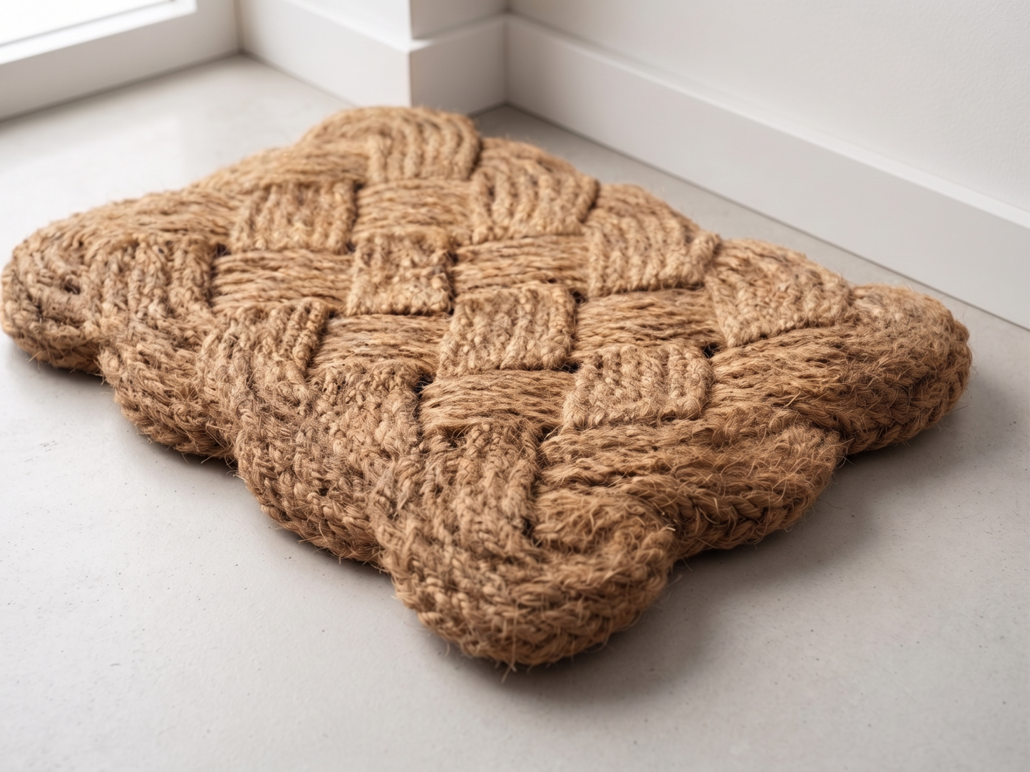 Natural Lovers Knot Handloom Coir Rope Mat