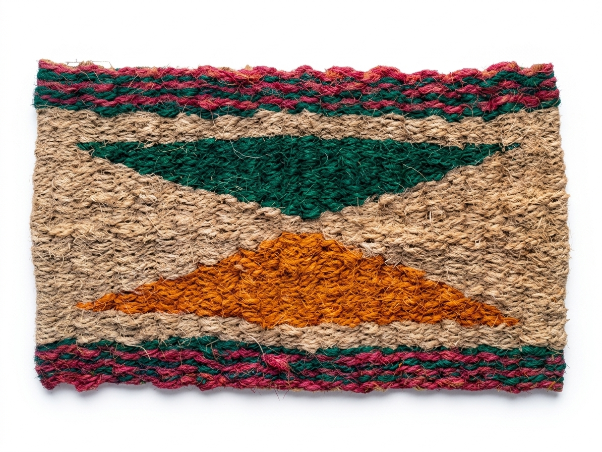 Diamond Design Hand-Woven Multi Colour Coir Floor Mat