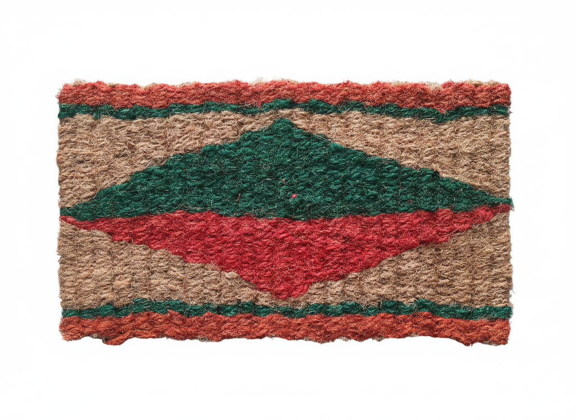 Diamond Design Hand-Woven Multi Colour Coir Floor Mat