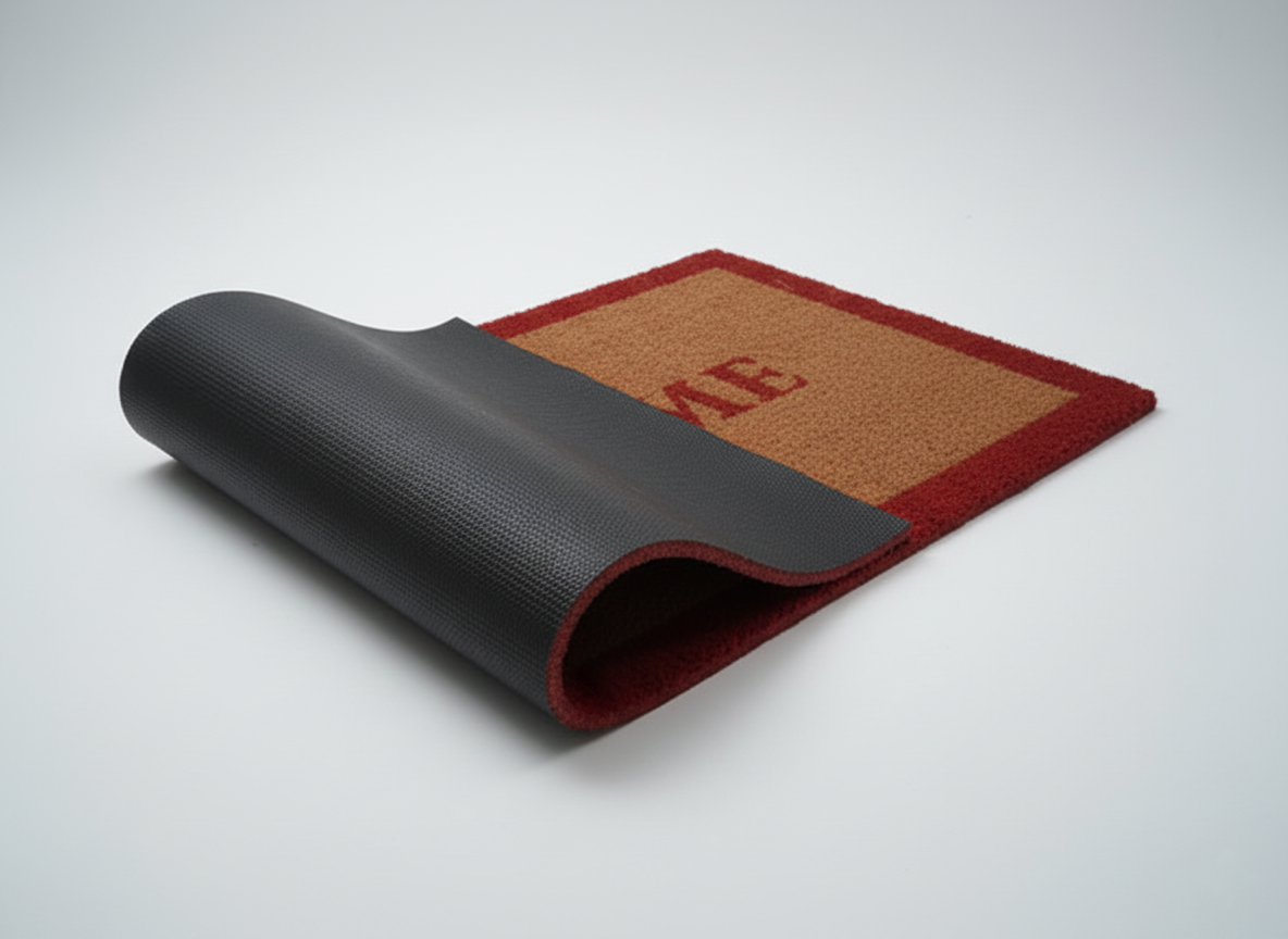 Red Colour Welcome Printed Coir Door Mat With Anti Slip Backing