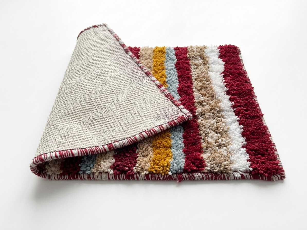 Red White Yellow Striped Microfiber Anti Skid Mat