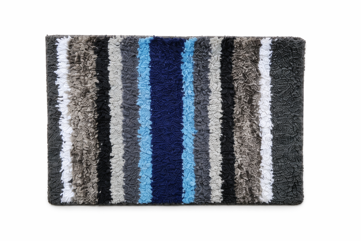 Blue Black White Striped Microfiber Anti Skid Mat