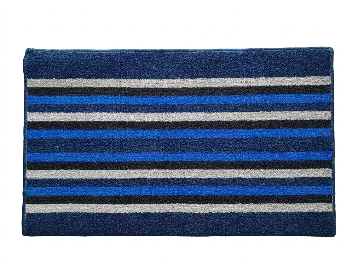 Blue Black White Striped Anti Skid Soft Thin Mat