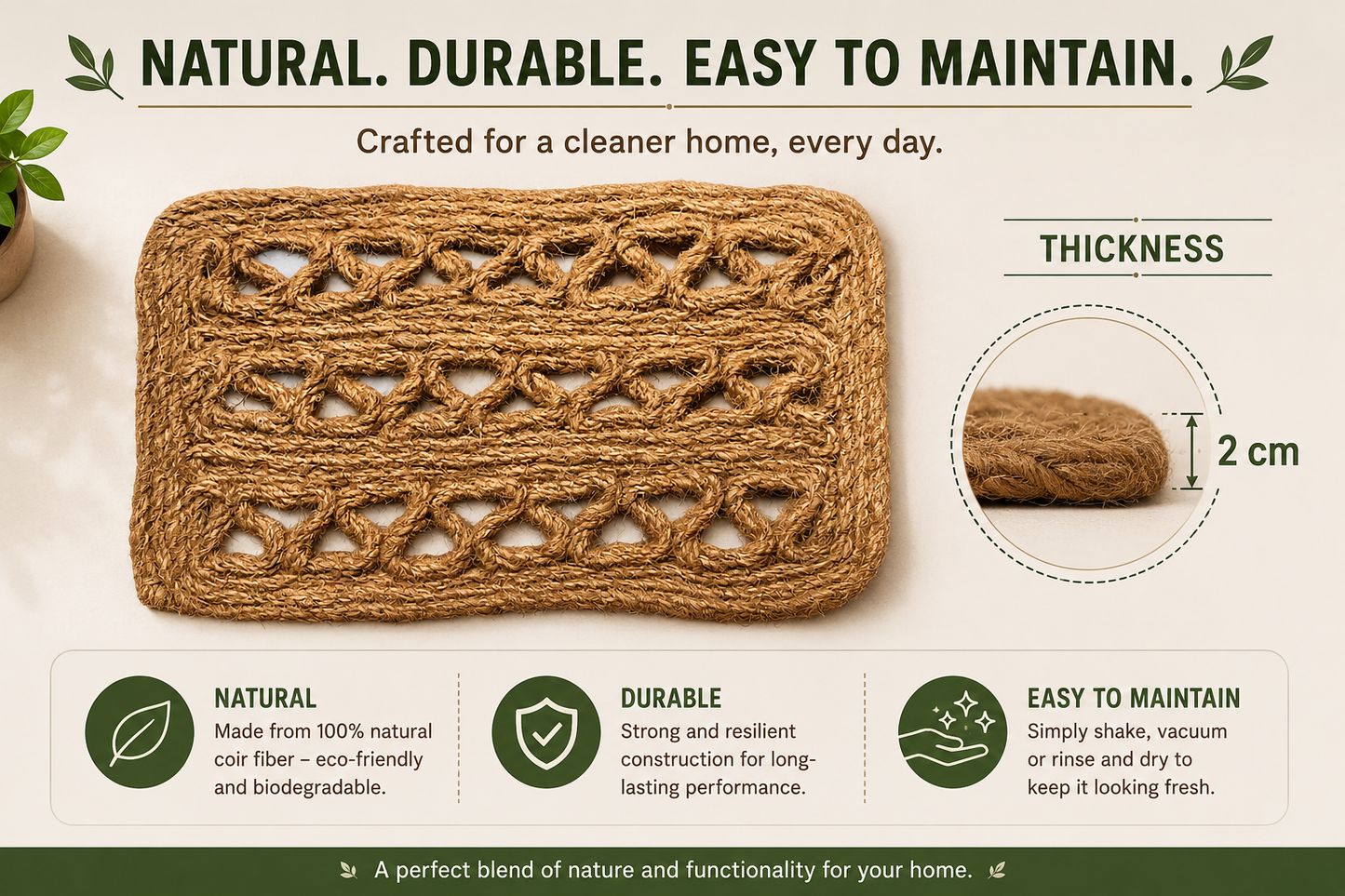 Natural Braided Coir Sinnet Mat