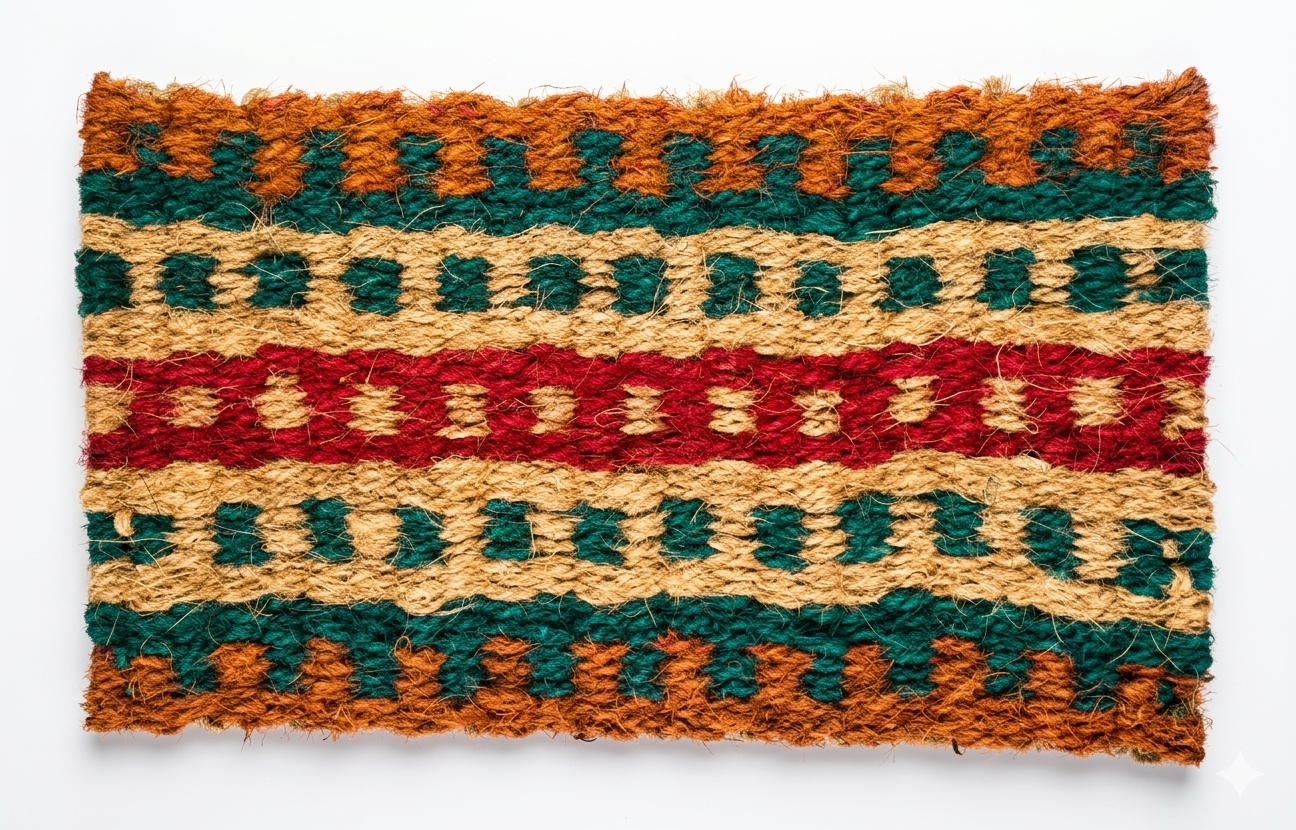 Interleaved Hand-Woven Multi Colour Coir Floor Mat