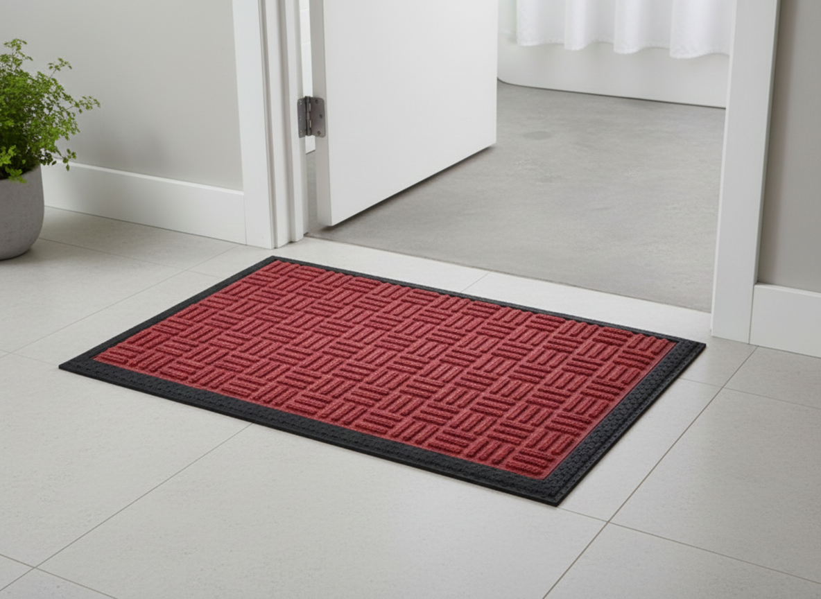Red Ribs Design Anti Slip Bath Mat