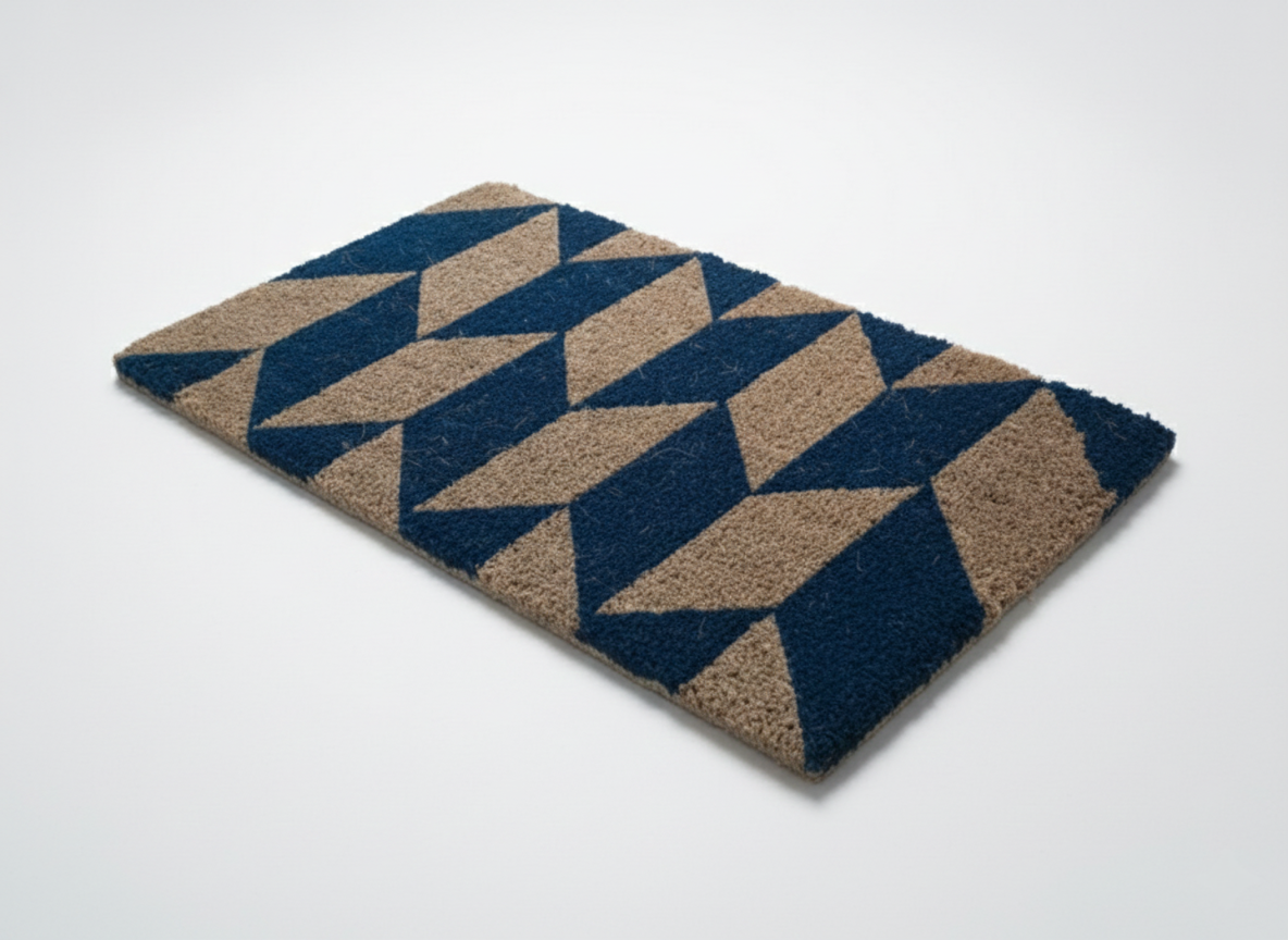 Diamond Impression Printed 2 cm Thick Handloom Coir Fiber Mat