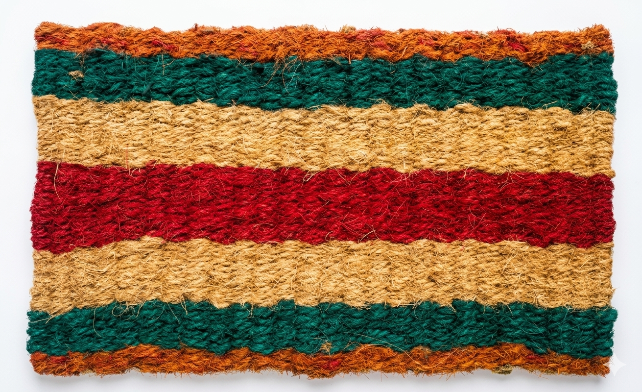 Striped Hand-Woven Multi Colour Coir Floor Mat