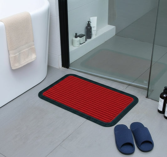 Red Striped Anti Slip Bath Mat