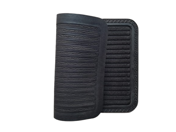 STRIPED ANTI SLIP BLACK BATH MAT