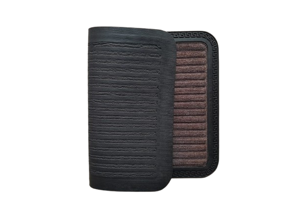 STRIPED ANTI SLIP BROWN BATH MAT