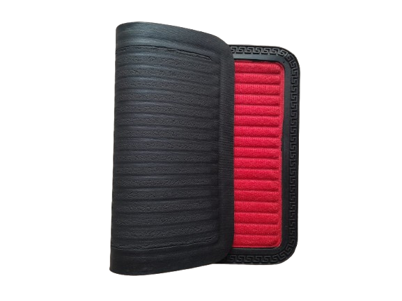 STRIPED ANTI SLIP RED BATH MAT